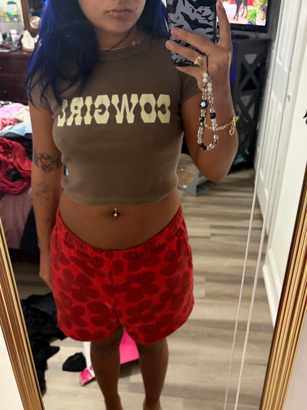 Cropped Brown 'COWGIRL' Graphic Tee - Women’s Casual Crop Top